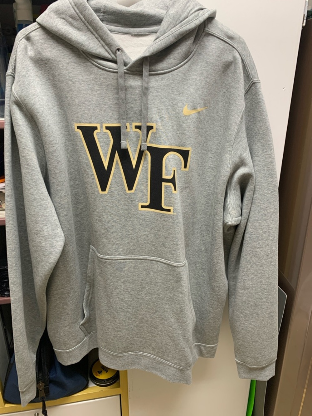 Nike Light Gray Wake Forest Crewneck Hoodie with Black & Gold Logo